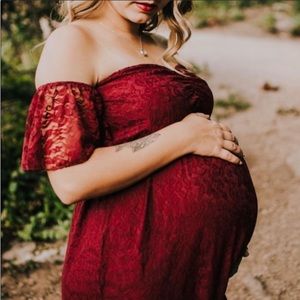 lace off shoulder photoshoot maternity maxi long gown dress